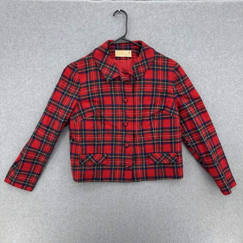 VINTAGE 1950's PENDLETON Royal Stewart Plaid Boxy Jacket Size 16 LG